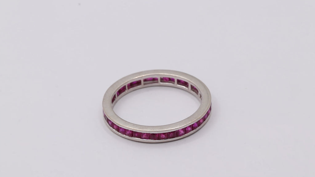 Natural Ruby Band In 18k White Gold Ring