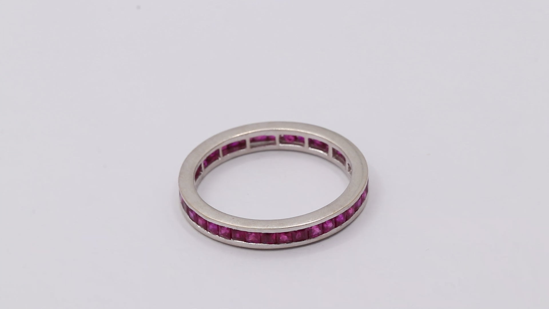 Natural Ruby Band In 18k White Gold Ring