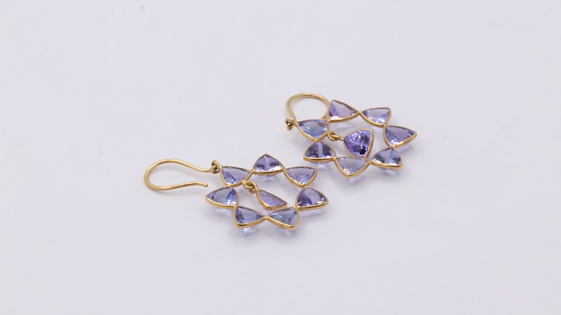 14k Gold Natural Tanzanite Gemstone Drop Dangle Designer Earrings