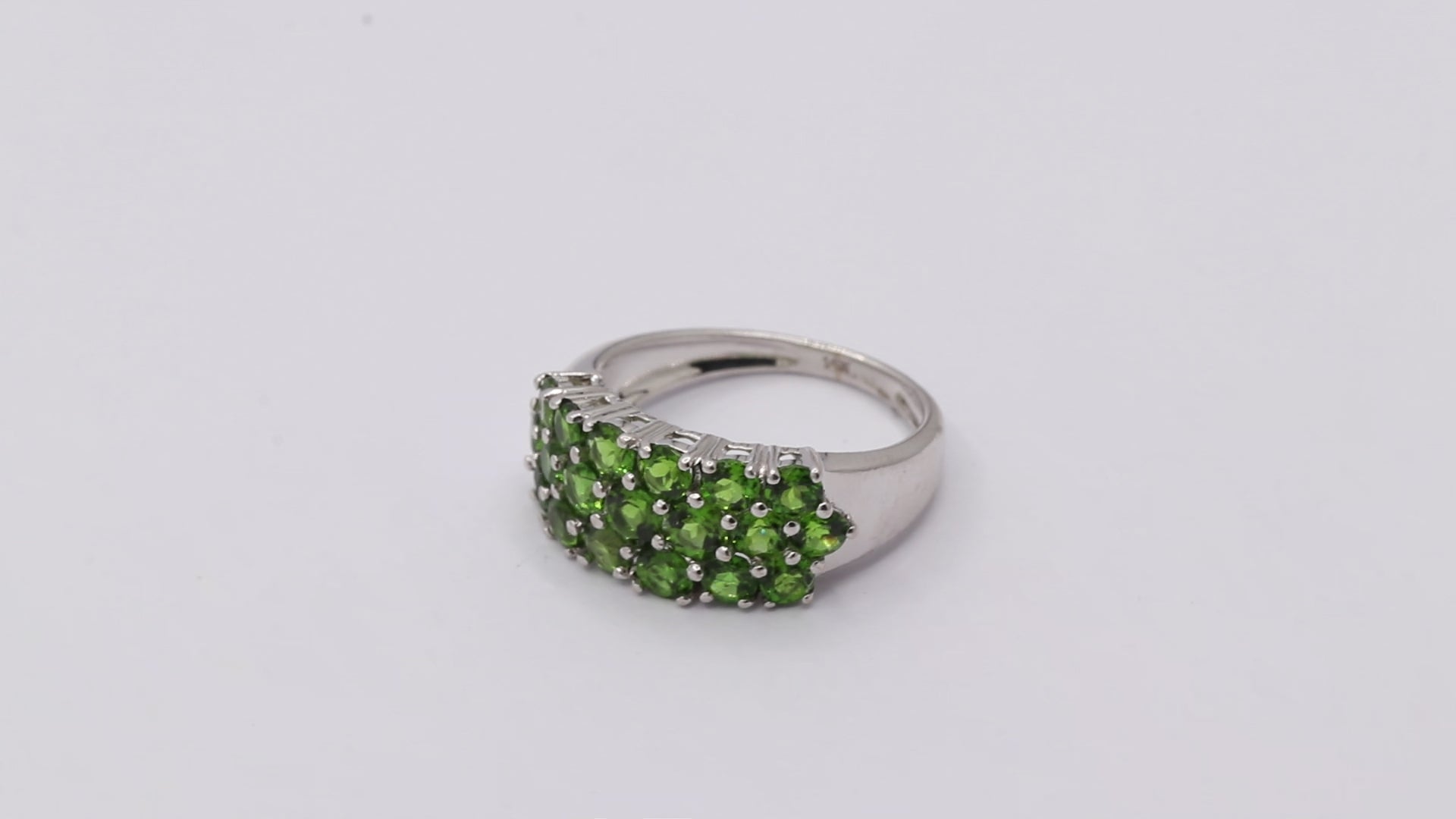 Natural Tsavorite 14k White Gold Beautiful Ring For Women's