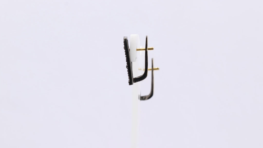 Diamond And Natural Blue Sapphire Gemstone 925 Sterling Silver Earring