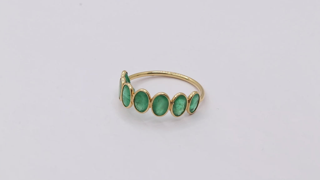Beautiful Emerald Band In 18k Gold Ring For Women's And Girls